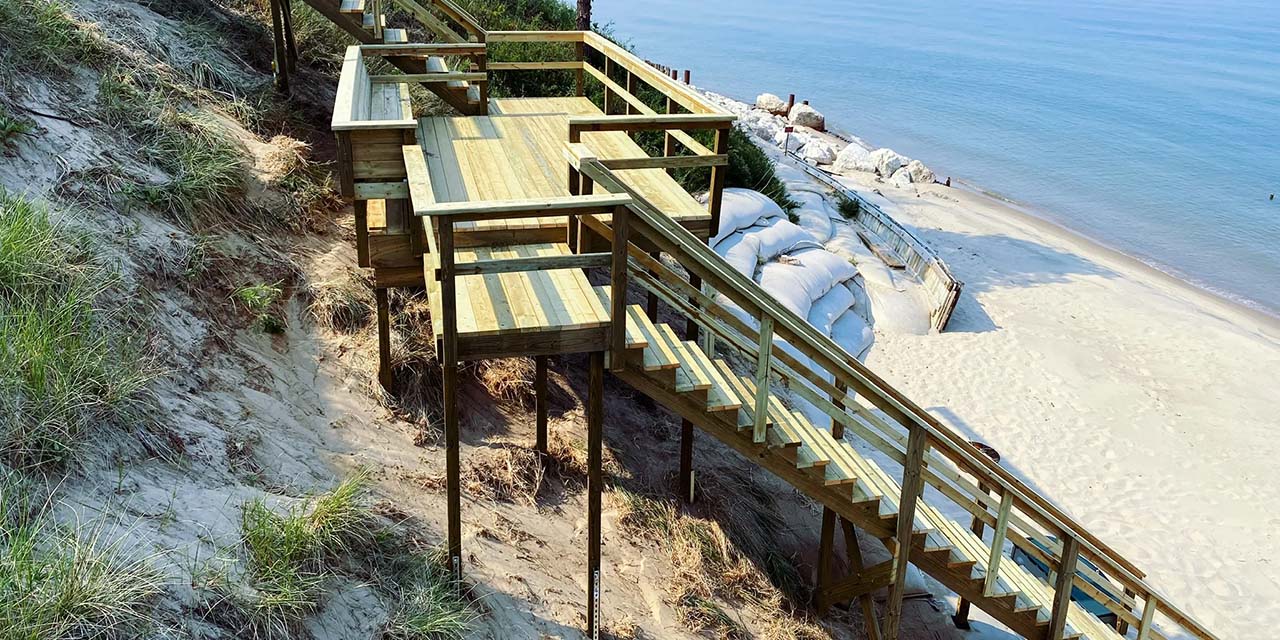 Lake Michigan Outdoor Wooden Stair Builder