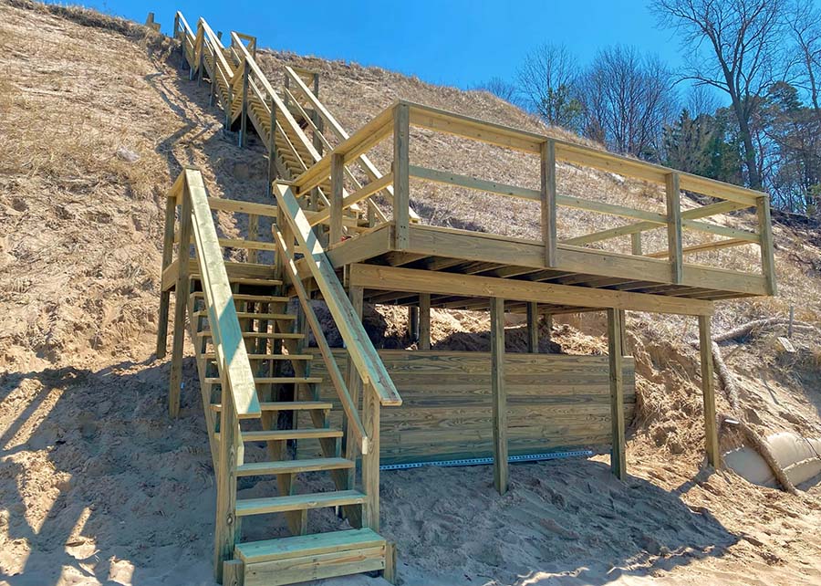 Lake Michigan Outdoor Wooden Stair Builders