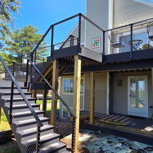 Aluminum stairs and elevated deck on a lakefront home, West Michigan aluminum stair builders