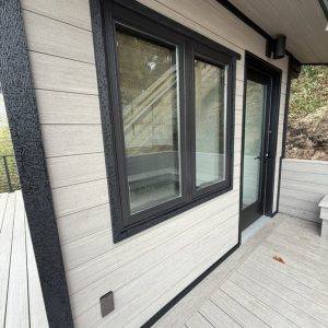 Composite deck at a beach cabana on Lake Michigan, West Michigan composite deck builders