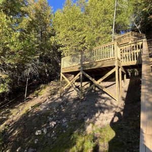 Wood deck platform built on a Lake Michigan dune, wood deck builders West Michigan